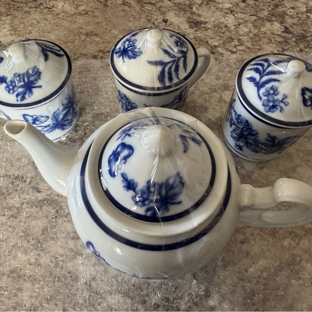 Williams Sonoma Blue and White Floral Tea Set